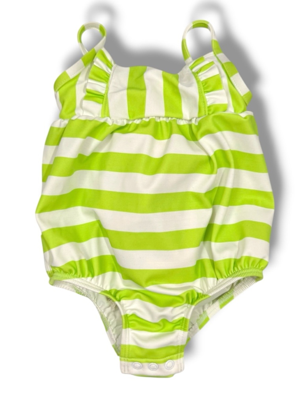Carter's Lime Green and White Striped One-Piece Swimsuit
